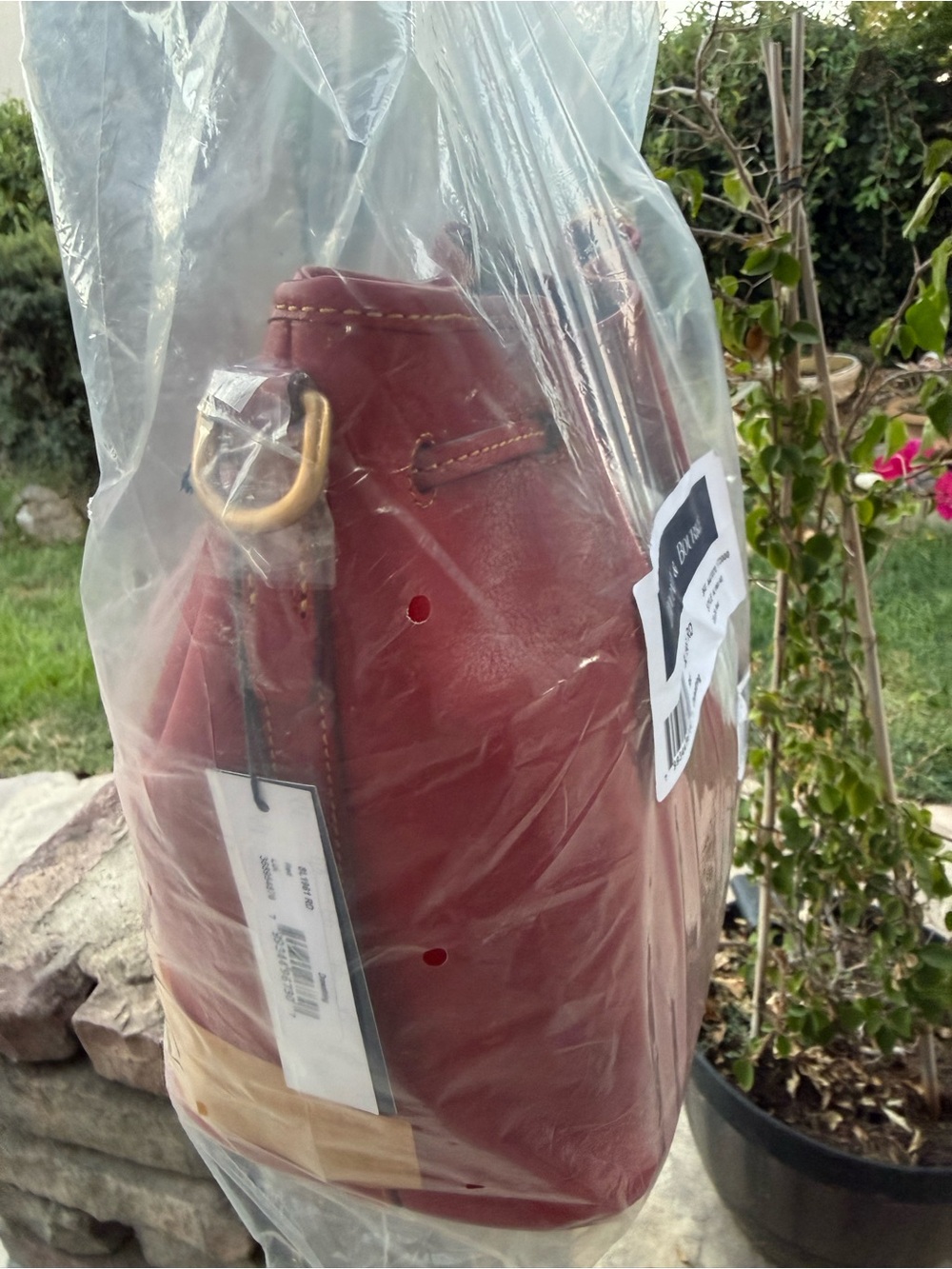 Dooney & Bourke Florentine Leather Drawstring Bucket Shoulder Red Handbag NWT - Picture 3 of 10